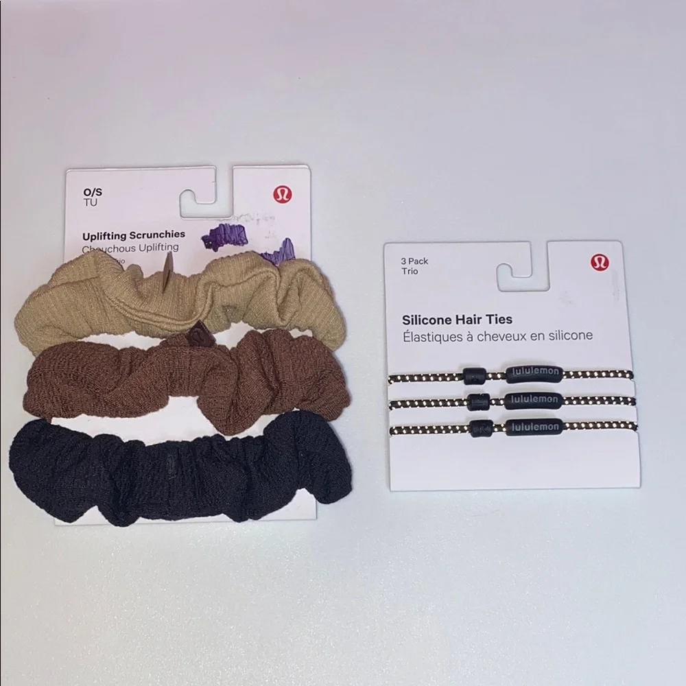 Lululemon Bundle Lot of 2 Uplifting Scrunchies & Silicone Hair Ties‎ NWT